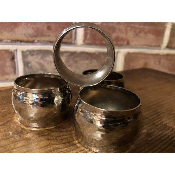 Vintage Estate Set of 4 Silver Plated Napkin Rings made in Hong Kong - Picture 5 of 5
